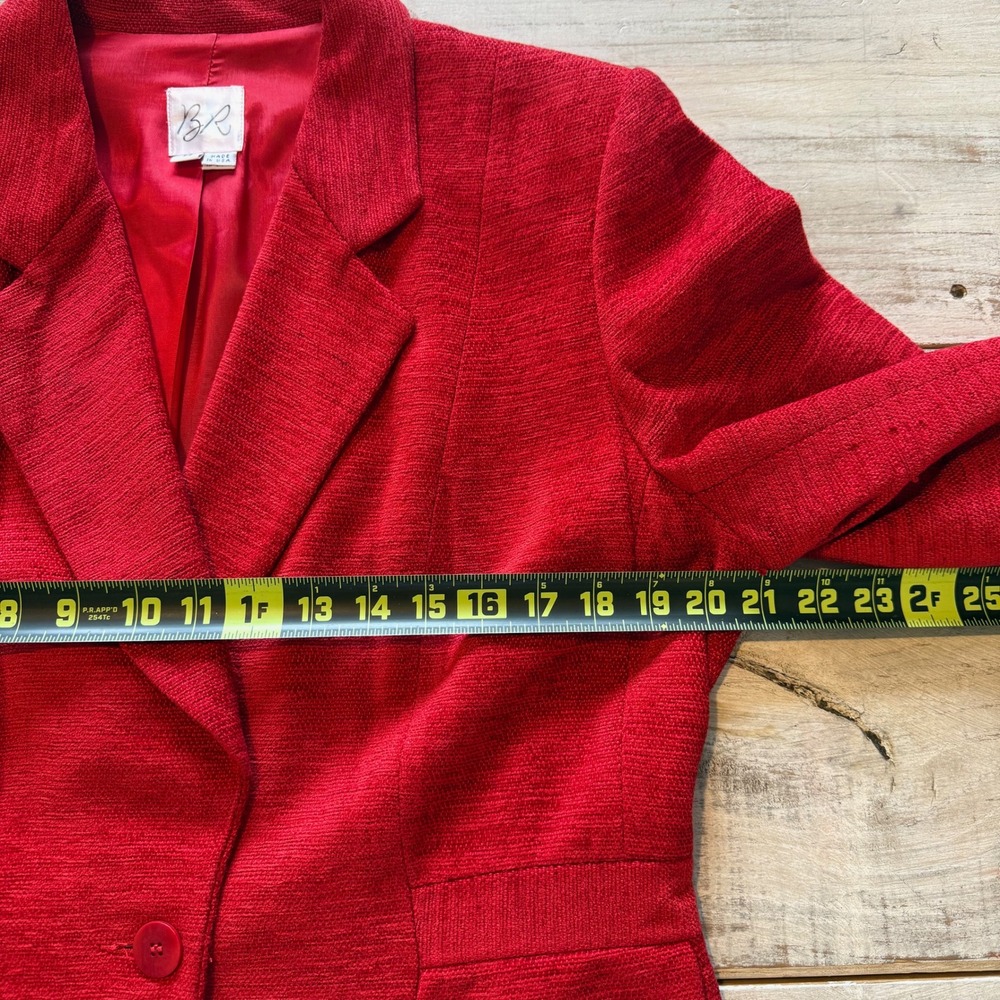 Vintage BR Red Textured Single Button Blazer Jacket Made in USA Size 14 - Picture 4 of 6